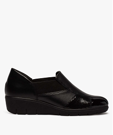 GEMO Mocassins femme confort talon compensé et col élastiqué noir standard