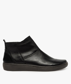 GEMO Boots femme confort zippés dessus cuir uni noir standard