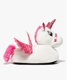 chaussons fille peluches en forme de licorne roseB351401_1