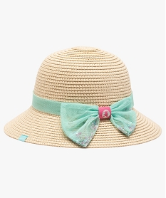 chapeau bebe fille en paille a ruban en tulle - lulu castagnette vert accessoiresB353401_1