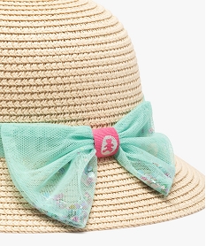 chapeau bebe fille en paille a ruban en tulle - lulu castagnette vert accessoiresB353401_3