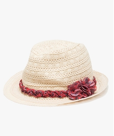 GEMO Chapeau fille en crochet avec tresse imprimée Rouge