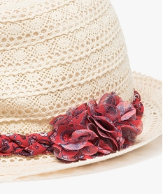 chapeau fille en crochet avec tresse imprimee rougeB353601_2