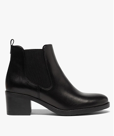 GEMO Boots femme unis à talon carré style chelsea noir standard