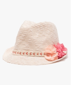 GEMO Chapeau bébé fille forme trilby à fleurs Beige