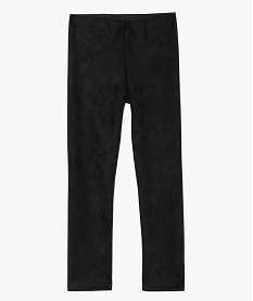 GEMO Pantalon fille en matière suédée extensible Noir