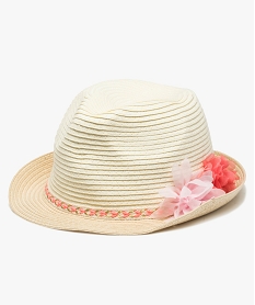 GEMO Chapeau fille avec ruban tressé et fleurs en relief Rose