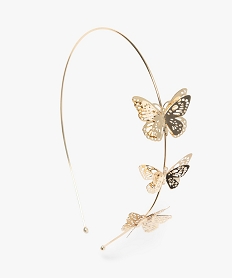 GEMO Serre-tête fille en métal doré avec papillons Jaune