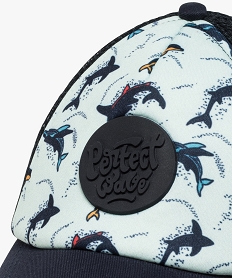 caquette garcon bi-matieres avec motifs dauphins bleuB358201_2