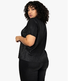 tee-shirt femme grande taille plisse noir tee shirts tops et debardeursB359201_3