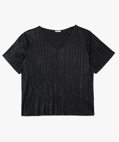 tee-shirt femme grande taille plisse noir tee shirts tops et debardeursB359201_4