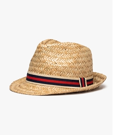 GEMO Chapeau homme en paille avec bande tricolore Beige