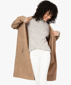 GEMO Gilet femme longueur genou à porter ouvert marron vif