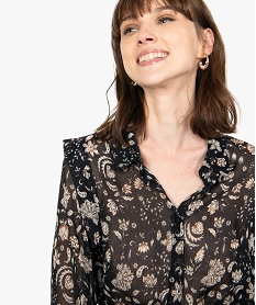 chemise femme en voile imprime avec empiecements epaules blancB361601_2