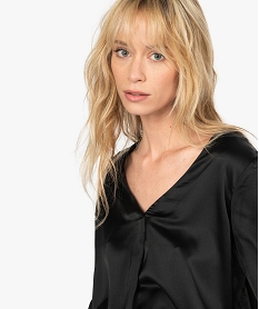 blouse femme satinee a manches 34 noirB366501_1