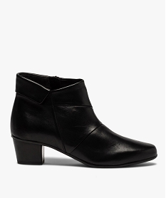 GEMO Boots femme à talon et dessus en cuir uni noir standard
