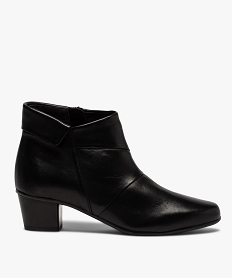 GEMO Boots femme à talon et dessus en cuir uni Noir