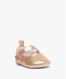 chaussons de naissance bebe fille en forme de babies metallises rose chaussures de naissanceB368101_2