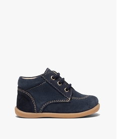 chaussures premiers pas bebe garcon dessus cuir uni bleu chaussures de parcB368701_1