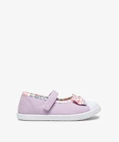 GEMO Ballerines bébé fille en toile avec bride scratch Violet