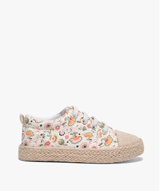 GEMO Tennis fille en toile fantaisie avec semelle en corde dessus imprimé mille fleurs Multicolore