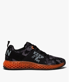 GEMO Baskets garçon en mesh à semelle translucide fluo Noir