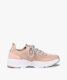 GEMO Baskets fille à lacets tige en maille à bout renforcé Rose