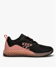 GEMO Baskets fille bicolores en mesh et semelle translucide Noir