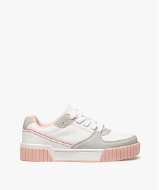 GEMO Tennis fille colorées à lacets avec semelle striée Blanc