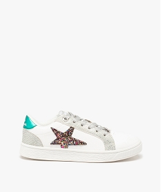 GEMO Baskets  fille à lacets et détails pailletés – LuluCastagnette blanc standard