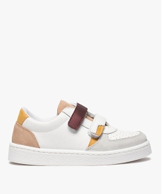 GEMO Baskets fille à scratch dessus et intérieur cuir Blanc
