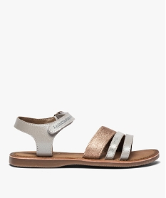 GEMO Sandales fille en cuir pailletées à scratch Lulu Castagnette argente