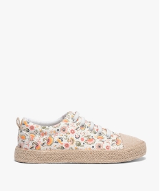 GEMO Baskets fille en toile avec semelle en corde dessus imprimé mille fleurs Multicolore