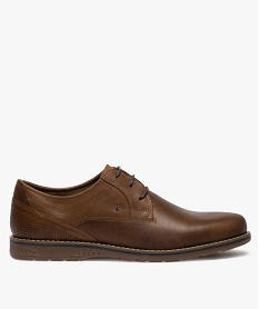 derbies homme unis en cuir avec surpiqures ton sur ton orangeB389301_1