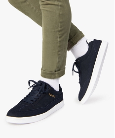 GEMO Baskets homme suédées à lacets style skateshoes bleu chine