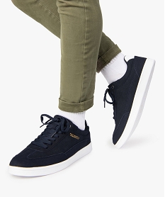 GEMO Baskets homme suédées à lacets style skateshoes Bleu