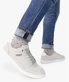 GEMO Baskets homme suédées à lacets style skateshoes Gris