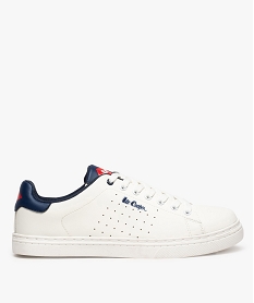 GEMO Baskets homme tige basse unie à lacets – Lee Cooper Smart Dessus matière synthétique lisse Blanc