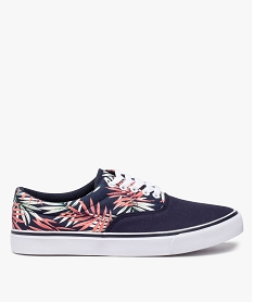 GEMO Tennis homme en toile avec semelle contrastante Tige imprimée motif végétal coloris assortis