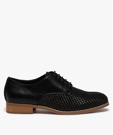 derbies femme a empiecements varies dessus tresse et quartiers lisses noirB394701_1