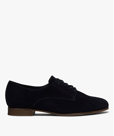 derbies femme a talon plat et dessus en cuir perfore bleu derbiesB395001_1