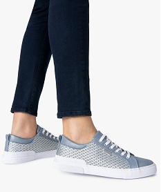 GEMO Tennis femme métallisés et fermeture lacets bleu standard