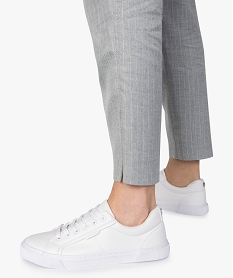 GEMO Tennis femme tige basse unie fermeture lacets blanc standard