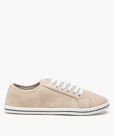 GEMO Tennis femme unies grainées à semelle fine beige standard