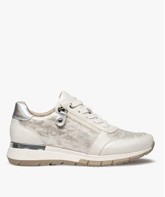 GEMO Tennis femme à lacets et zip dessus métallisé blanc standard
