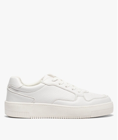 GEMO Tennis femme unies à lacets et semelle épaisse blanc standard