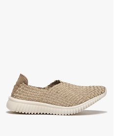GEMO Baskets femme tressées sans lacets extra légères dore
