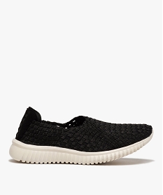 GEMO Baskets femme tressées sans lacets extra légères noir standard