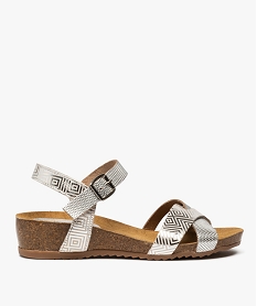 GEMO Sandales femme en cuir à petit talon compensé blanc standard