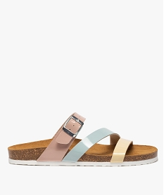 GEMO Mules femme à talon plat et brides à boucle jaune standard